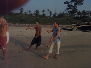 Teaching Tai-Chi  on the beach in India (Goa)